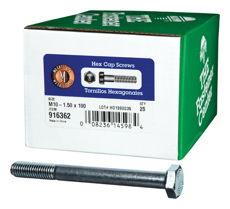 HILLMAN M10-1.50 mm D X 100 mm L Heat Treated Zinc Steel Hex Head Cap Screw