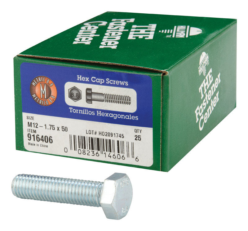 HILLMAN M12-1.75 mm D X 50 mm L Heat Treated Zinc Steel Hex Head Cap Screw