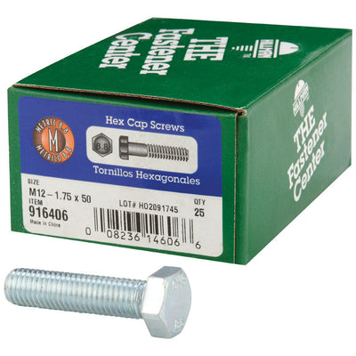 HILLMAN M12-1.75 mm D X 50 mm L Heat Treated Zinc Steel Hex Head Cap Screw