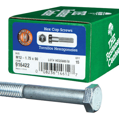 HILLMAN M12-1.75 mm D X 90 mm L Heat Treated Zinc Steel Hex Head Cap Screw