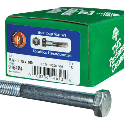 HILLMAN M12-1.75 mm D X 100 mm L Heat Treated Zinc Steel Hex Head Cap Screw
