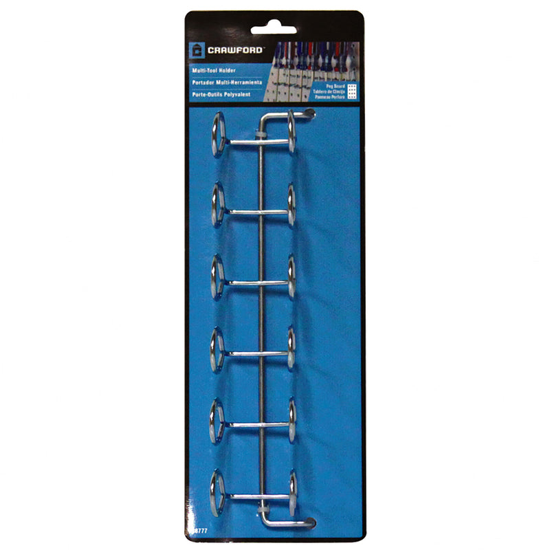 Crawford Zinc Plated Silver Steel 11.8 in. Multi-Tool Peg Hook Rack