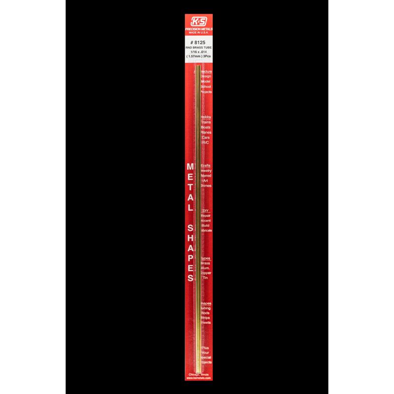 K&S 1/16 in. D X 1 in. L Round Brass Tube 3 pk