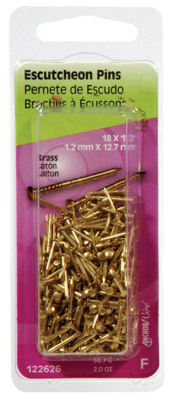 HILLMAN 16 Ga. X 3/4 in. L Brass Escutcheon Pins 2 oz