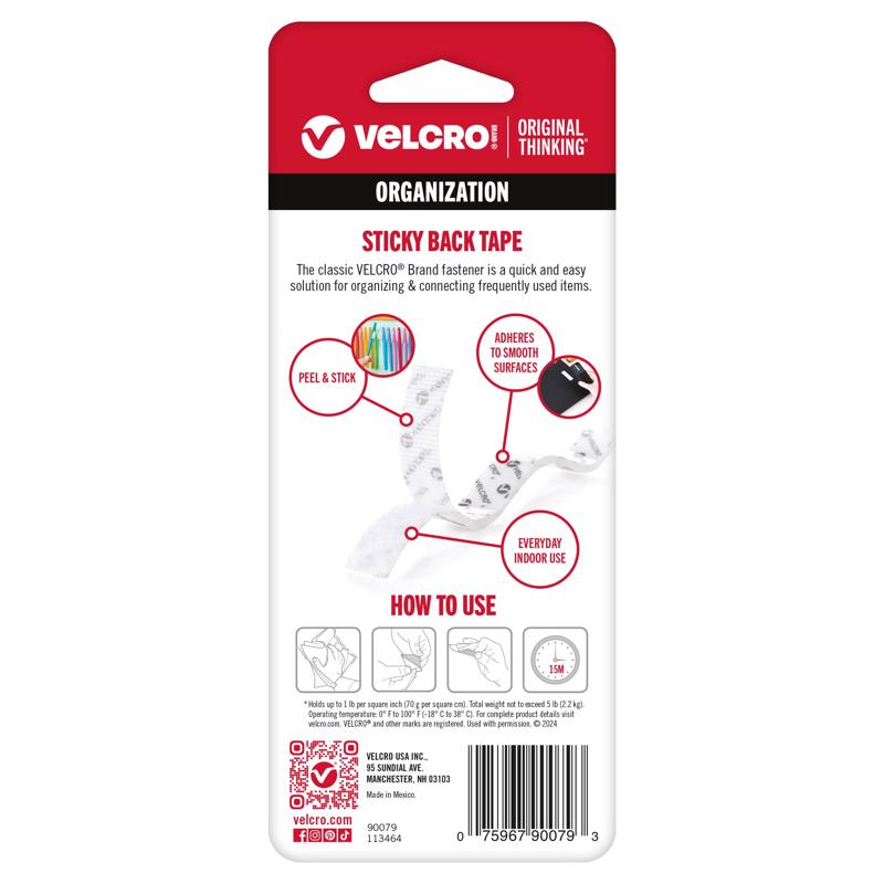 VELCRO Brand Sticky Back Small Nylon Hook and Loop Fastener 18 in. L