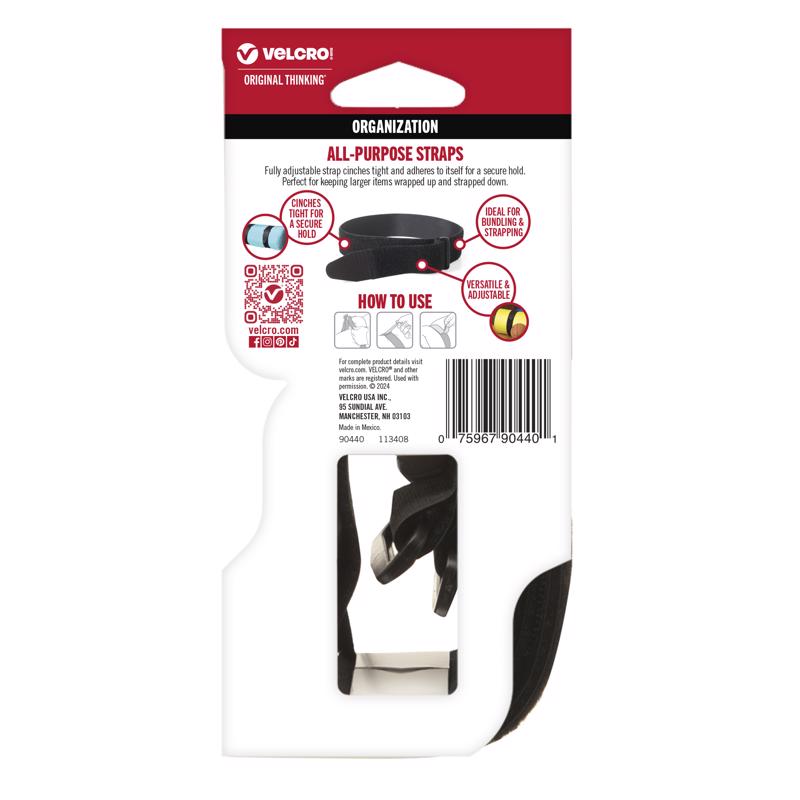 VELCRO Brand ONE-WRAP Large Nylon Strap 36 in. L 2 pk