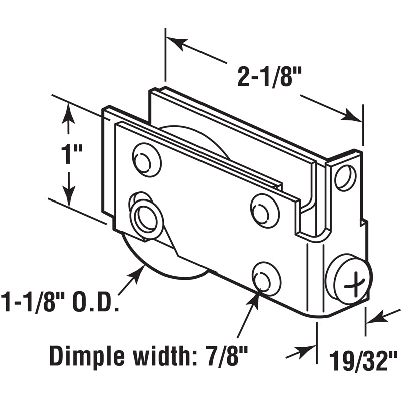 Prime-Line 1-1/8 in. D X 5/16 in. L Steel Roller Assembly