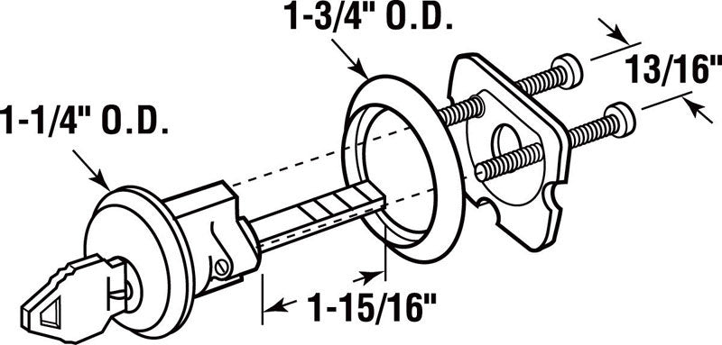 Prime-Line 6 in. W X 9.25 in. L X 1-3/4 in. D Diecast Rim Cylinder Lock
