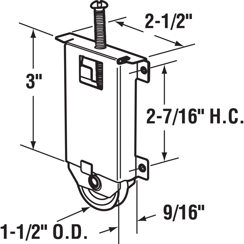 Prime-Line 1.5 in. D X 2.5 in. L Zinc-Plated Silver Steel Mirror/Wardrobe Door Roller