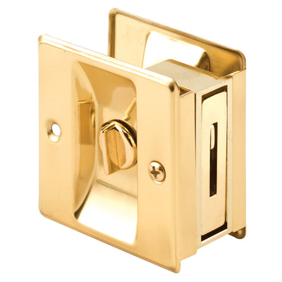 Prime-Line 2.5 in. D X 2.5 in. L Polished Brass Gold Solid Brass Pocket Door Privacy Lock