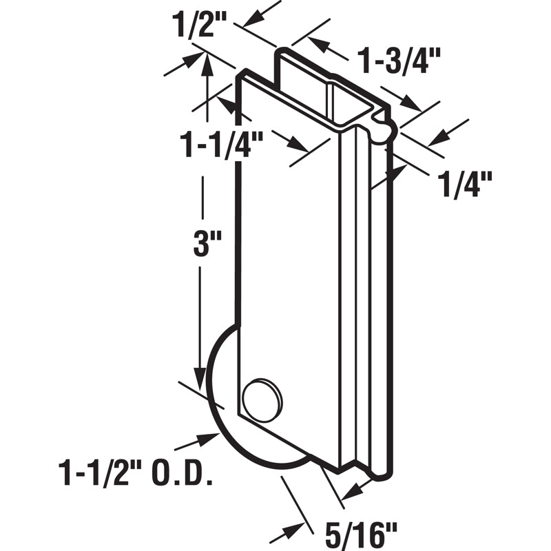Prime-Line 1-1/2 in. D X 1.75 in. L Aluminum/Nylon Mirror Door Roller Assembly