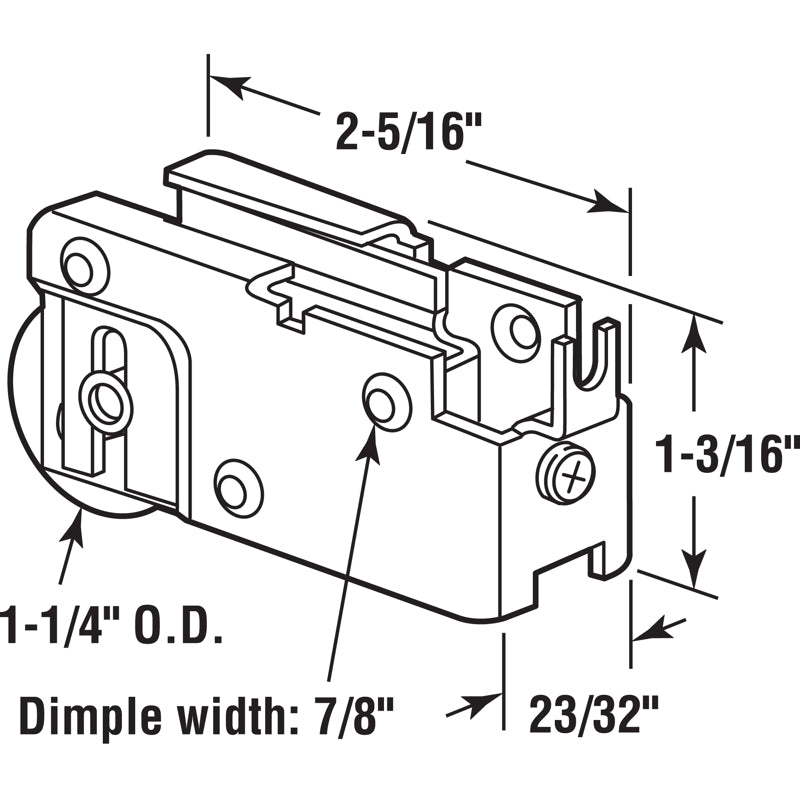 Prime-Line 1-1/4 in. D X 0.72 in. L Steel Roller Assembly