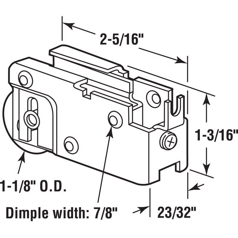 Prime-Line 1-1/8 in. D X 5/16 in. L Brass Steel Roller Assembly