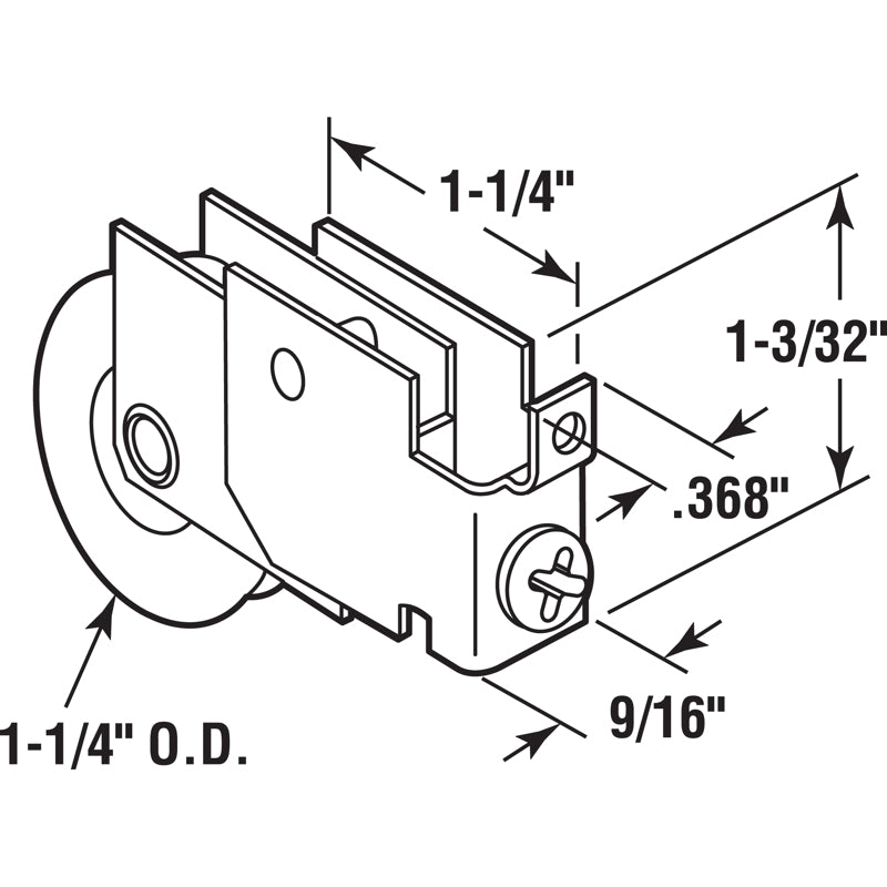 Prime-Line 1-1/4 in. D X 0.56 in. L Steel Roller Assembly