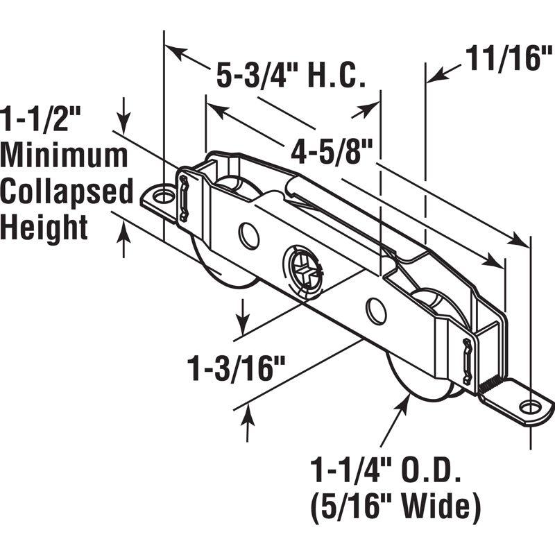 Prime-Line 1-1/4 in. D X 0.31 in. L Steel Roller Assembly