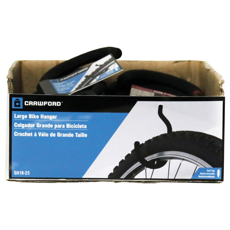 Crawford 8.5 in. L Vinyl Coated Black Steel Large Bike Hook Bicycle Hook 40 lb. cap.