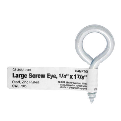 Hampton 1/4 in. D X 1-7/8 in. L Zinc-Plated Steel Screw Eye 70 lb. cap. 50 pk
