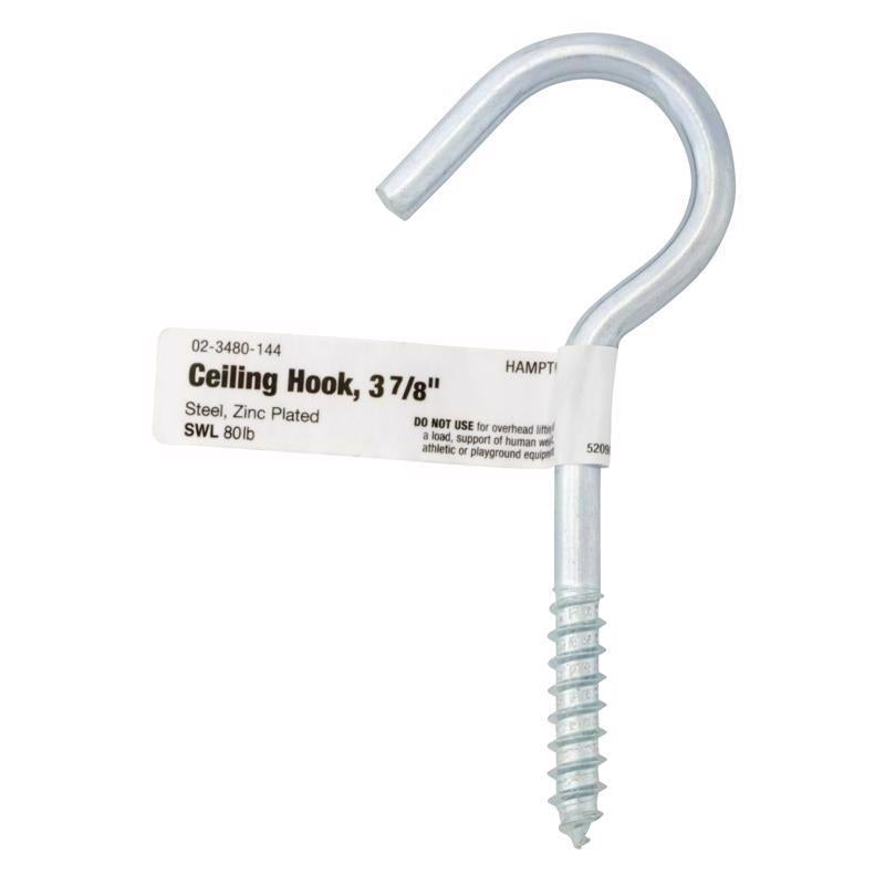 Hampton Small Zinc-Plated Silver Steel 3.88 in. L Ceiling Hook 80 lb