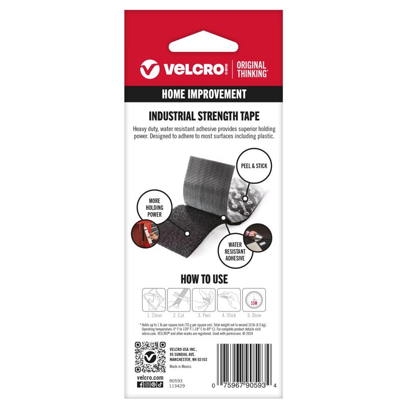 VELCRO Brand Industrial Strength Medium Nylon Hook and Loop Fastener 48 in. L