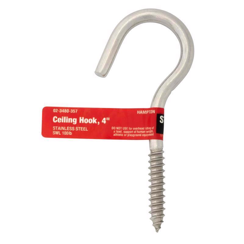 Hampton Small Stainless Steel 4.3 in. L Ceiling Hook 100 lb