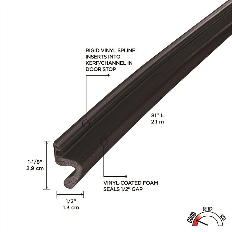 M-D Building Products Brown Foam/Vinyl Weatherstrip For Doors 81 in. L X 0.5 in.