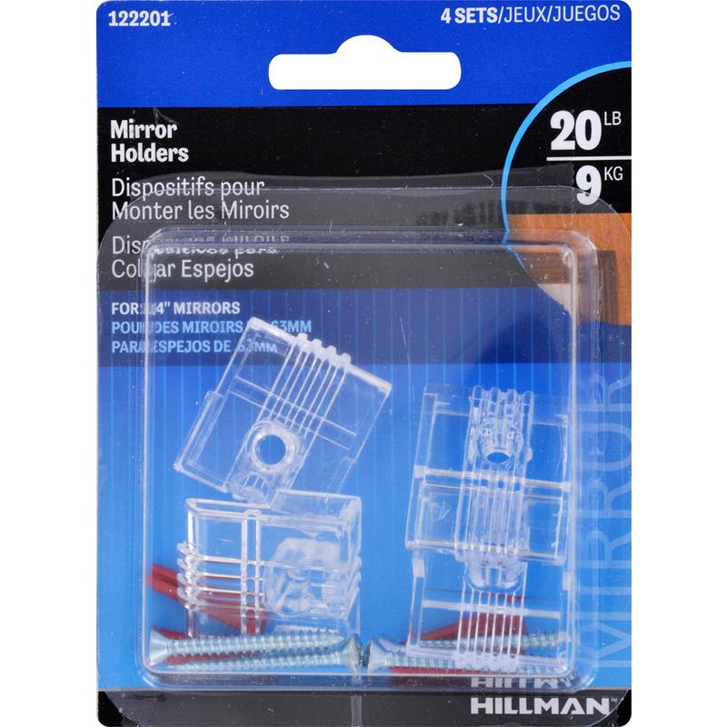 HILLMAN Plastic Coated Heavy Duty Mirror Holder Kit 20 lb
