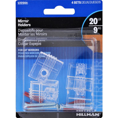 HILLMAN Plastic Coated Heavy Duty Mirror Holder Kit 20 lb