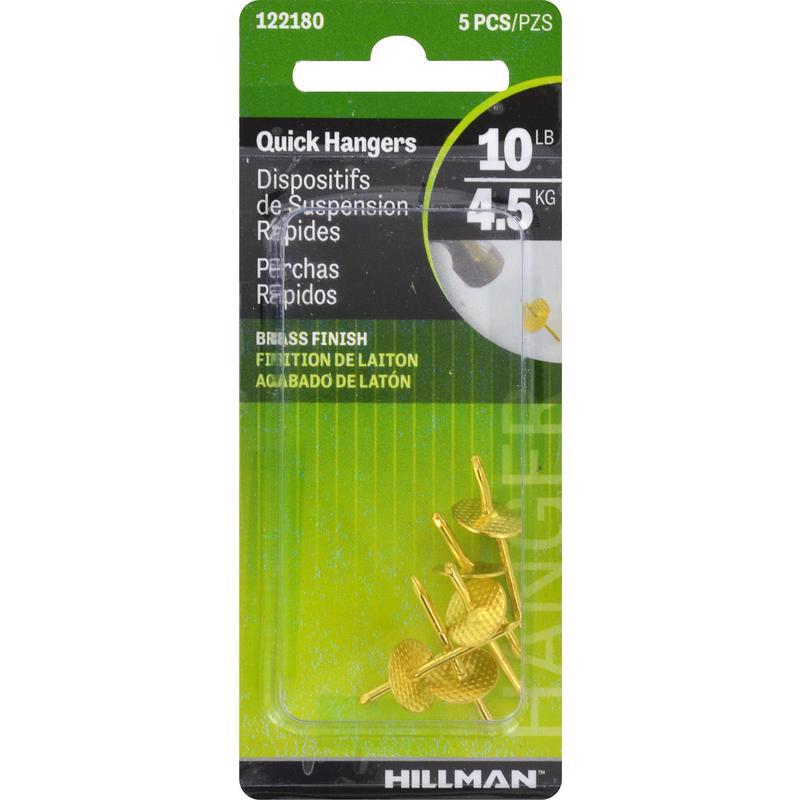 HILLMAN Brass-Plated One Piece Quick Hanger 10 lb