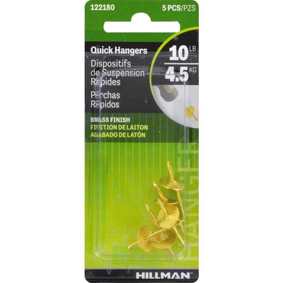 HILLMAN Brass-Plated One Piece Quick Hanger 10 lb