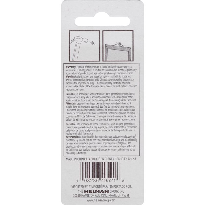 HILLMAN Brass-Plated Gold One Piece Quick Hanger 60 lb 3 pc