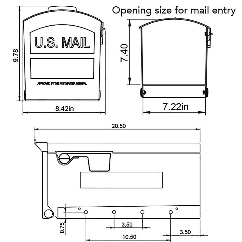 Architectural Mailboxes Patriot Classic Plastic Post Mount Black Mailbox