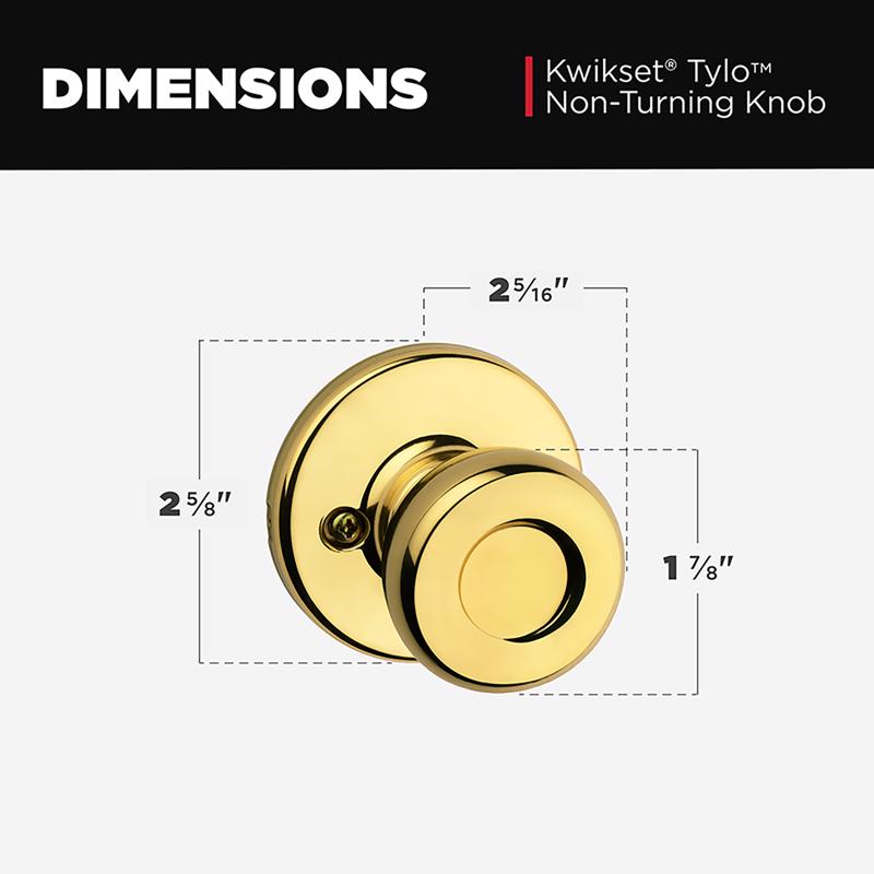 Kwikset Tylo Polished Brass Dummy Knob Right or Left Handed