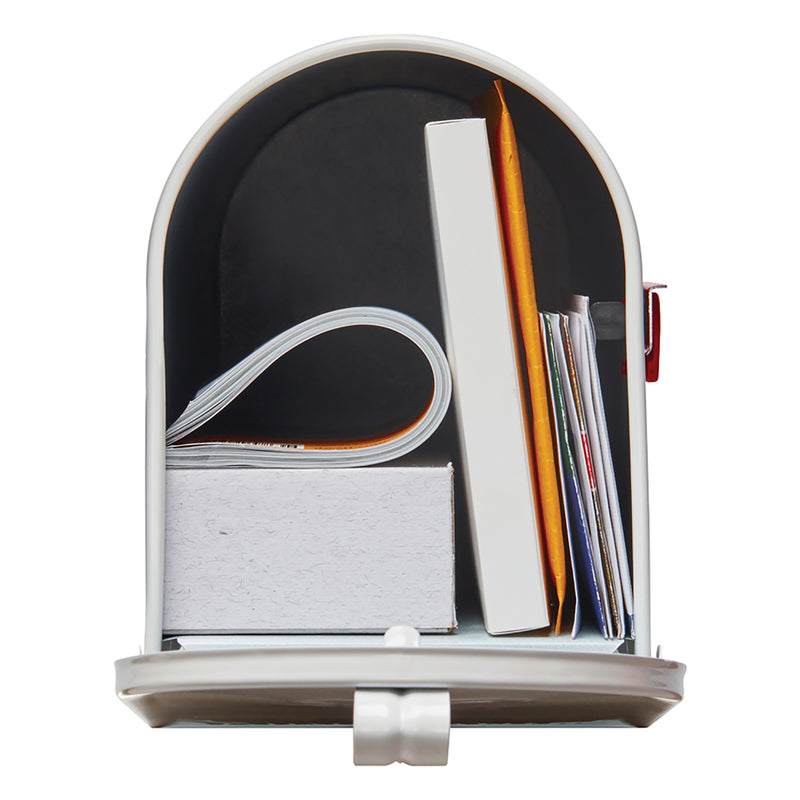Architectural Mailboxes Elite Classic Galvanized Steel Post Mount White Mailbox