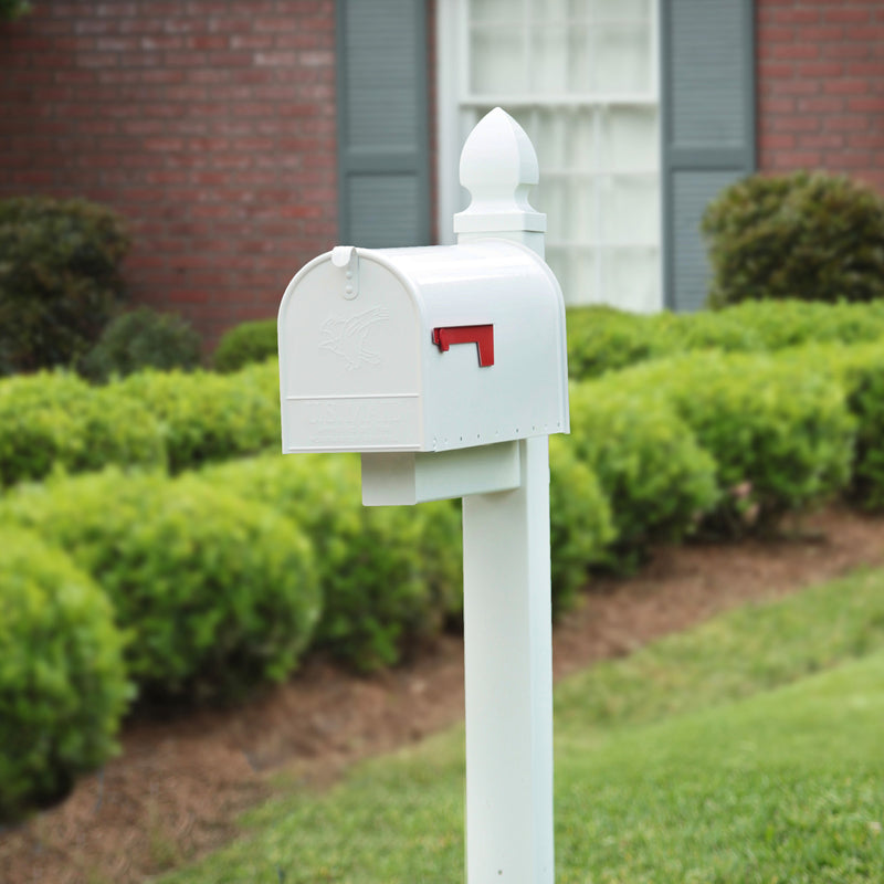 Architectural Mailboxes Elite Classic Galvanized Steel Post Mount White Mailbox