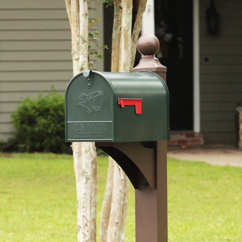 Architectural Mailboxes Elite Classic Galvanized Steel Post Mount Green Mailbox