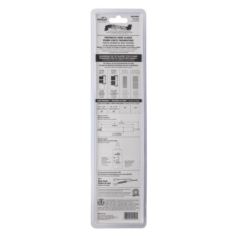 Wright White Aluminum Pneumatic Door Closer