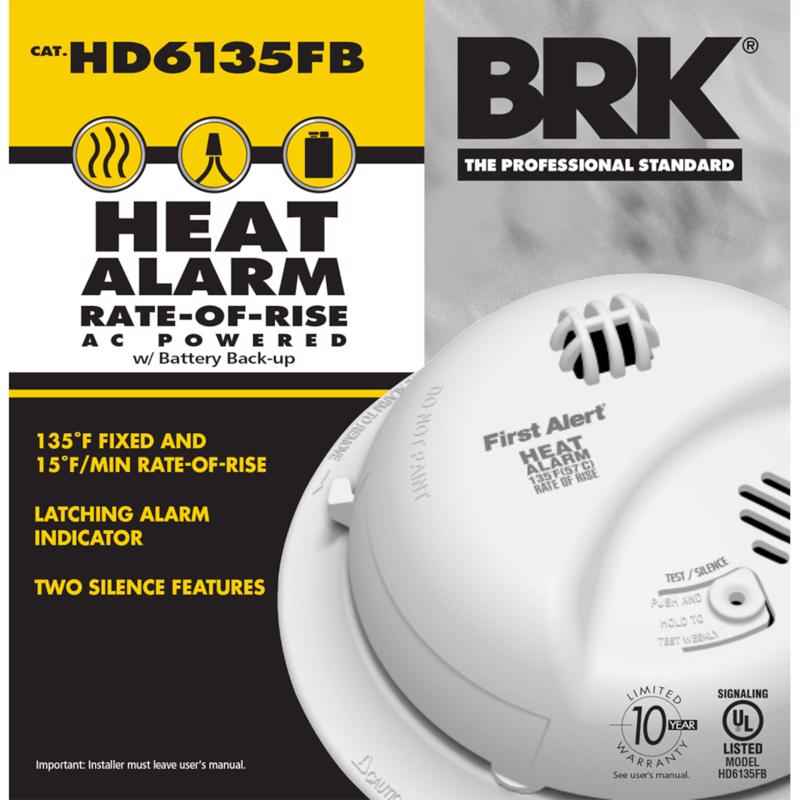BRK Hard-Wired w/Battery Back-up Ionization Heat Alarm