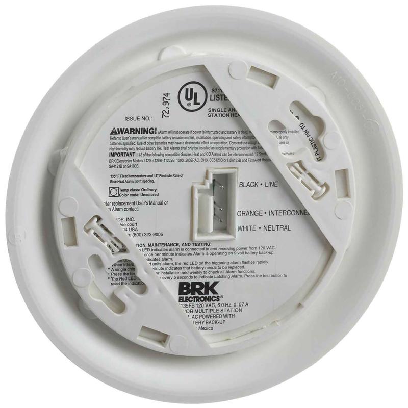 BRK Hard-Wired w/Battery Back-up Ionization Heat Alarm