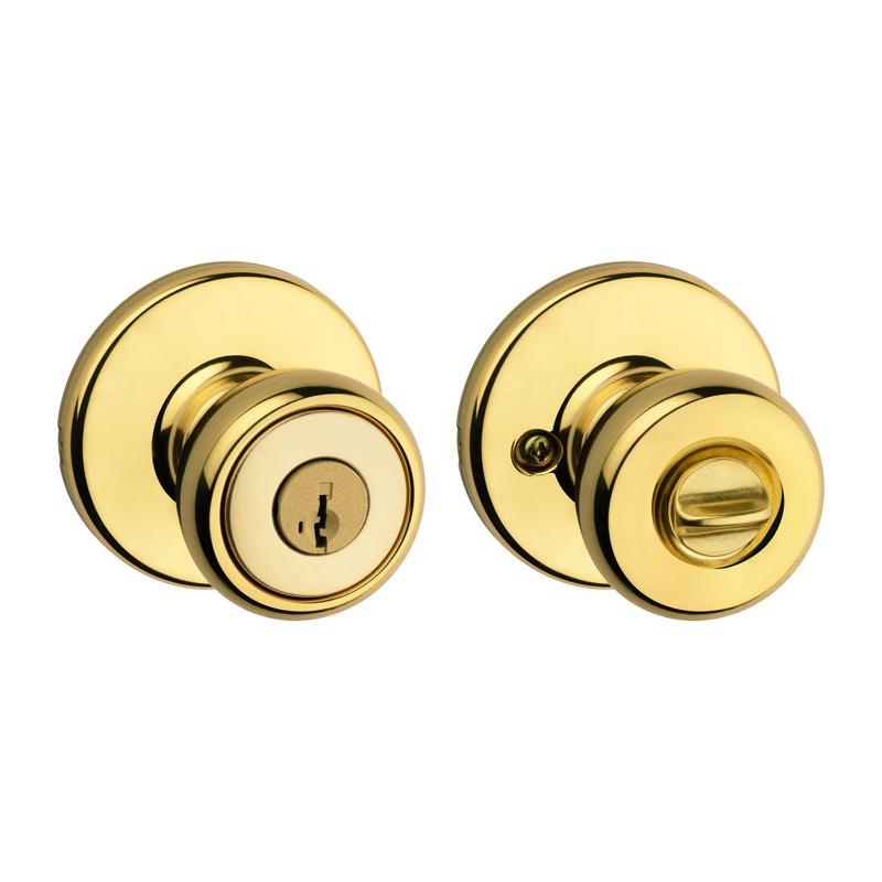 Kwikset Tylo Polished Brass Entry Lockset 1-3/4 in.