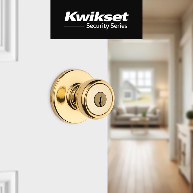 Kwikset Tylo Polished Brass Entry Lockset 1-3/4 in.