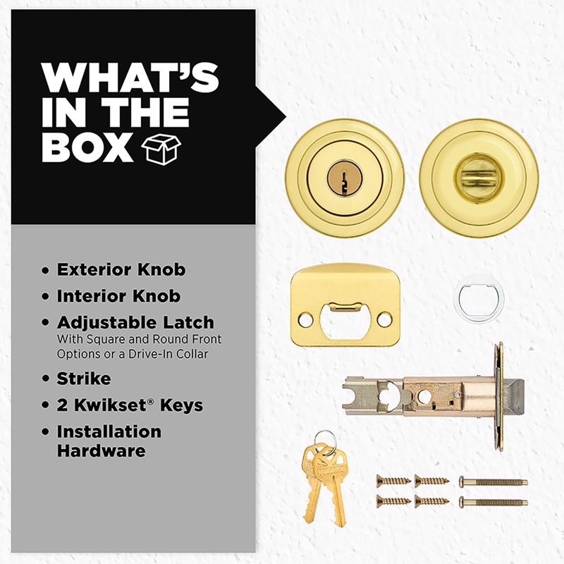 Kwikset Tylo Polished Brass Entry Lockset 1-3/4 in.