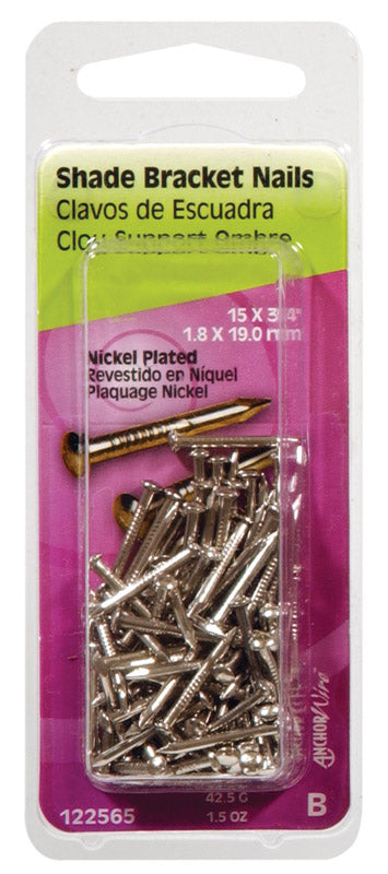 HILLMAN Anchor Wire 3/4 in. Bracket Nickel Steel Nail Flat Head 15 lb