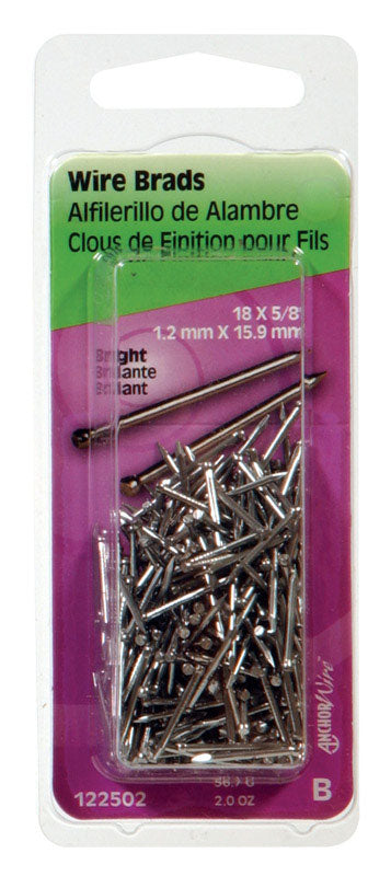 HILLMAN Anchor Wire 18 Ga. X 5/8 in. L Bright Steel Brad Nails 2 oz