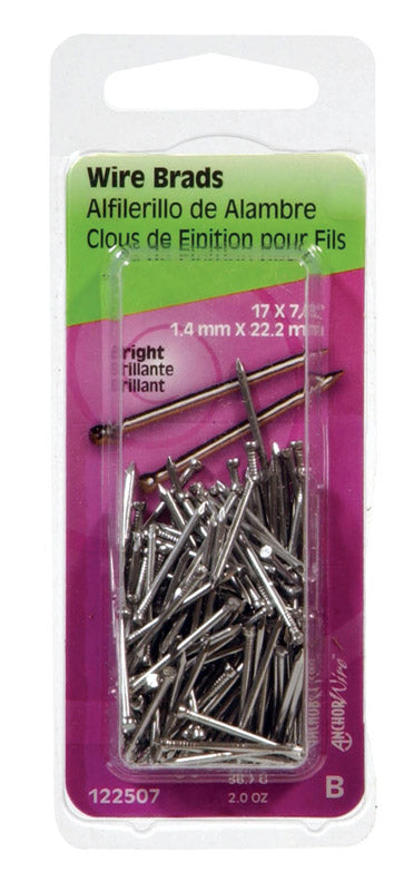 HILLMAN Anchor Wire 17 Ga. X 7/8 in. L Bright Steel Brad Nails 2 oz