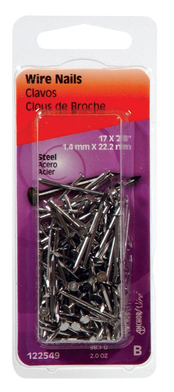 HILLMAN Anchor Wire 17 Ga. X 7/8 in. L Bright Steel Wire Nails 2 oz