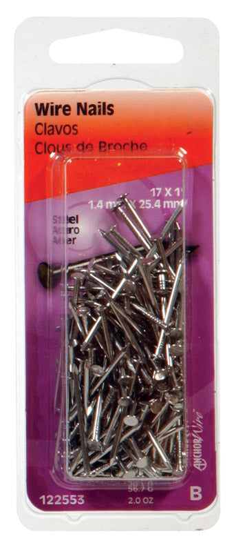 HILLMAN Anchor Wire 17 Ga. X 1 in. L Bright Steel Wire Nails 2 oz