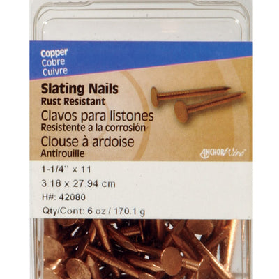 HILLMAN 1-1/4 in. Slate Copper Nail Flat Head