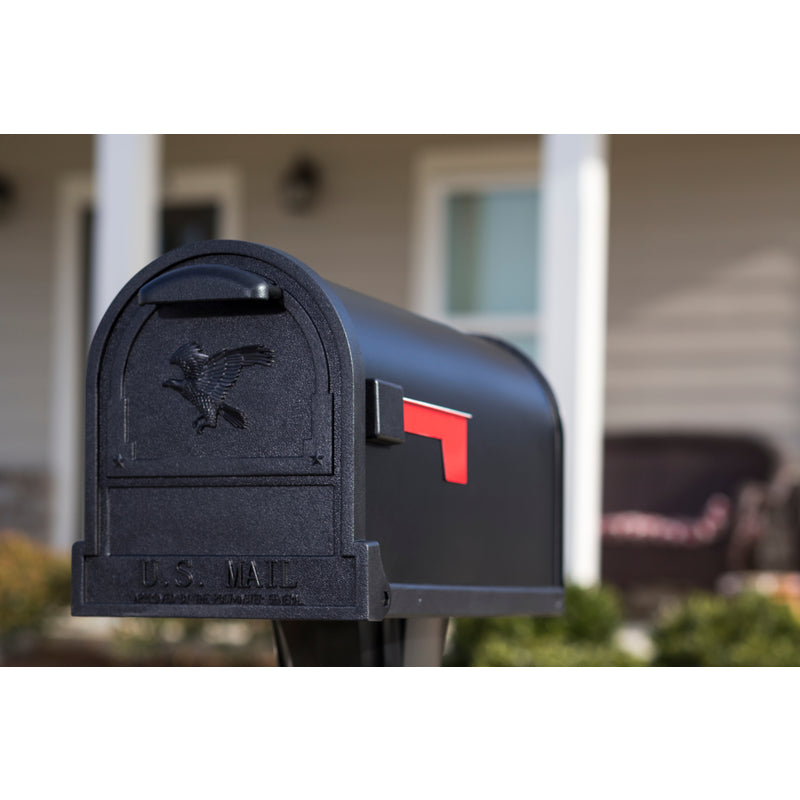 Architectural Mailboxes Arlington Classic Galvanized Steel Post Mount Black Mailbox