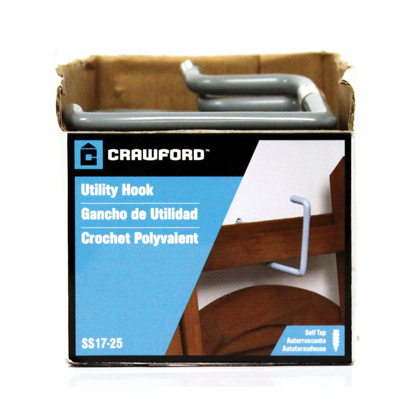 Crawford 7 in. L Vinyl Coated Gray Steel Large Storage Hook 20 lb. cap.