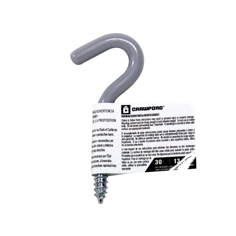 Crawford 3.5 in. L Vinyl Coated Gray Steel Small Storage Hook 30 lb. cap.